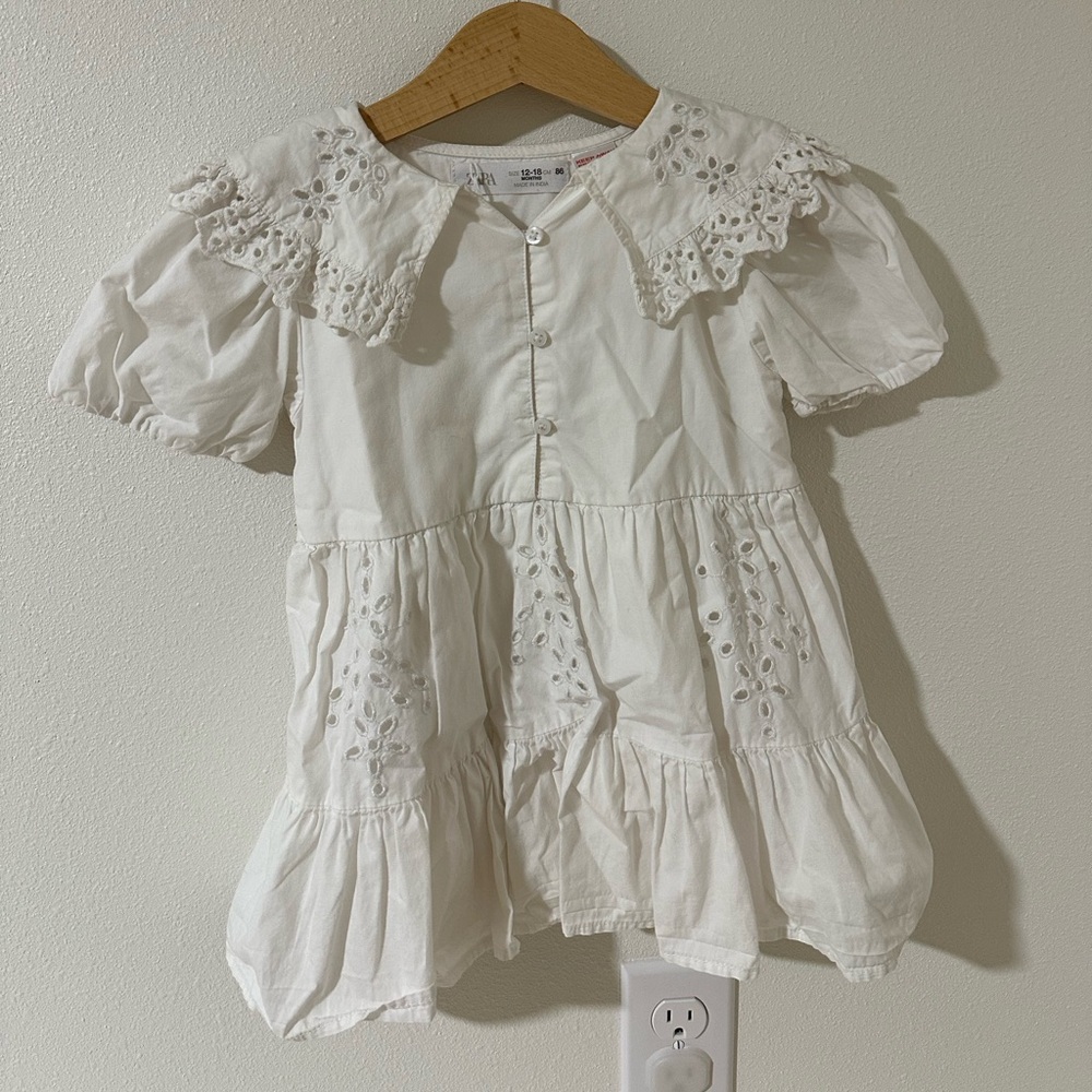 Baby Zara embroidered Peter Pan collar dress